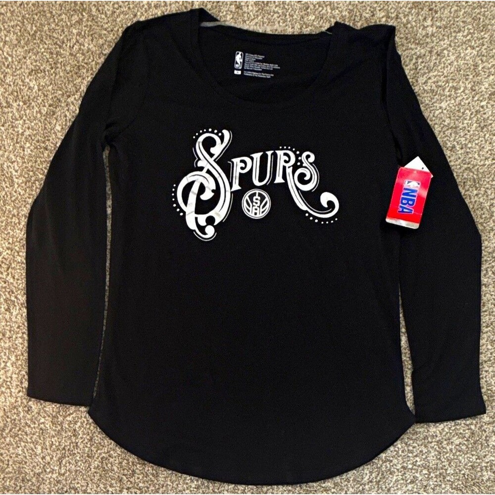 San Antonio Spurs NBA Officially Licensed Black Long Sleeve Shirt Size M/NWT